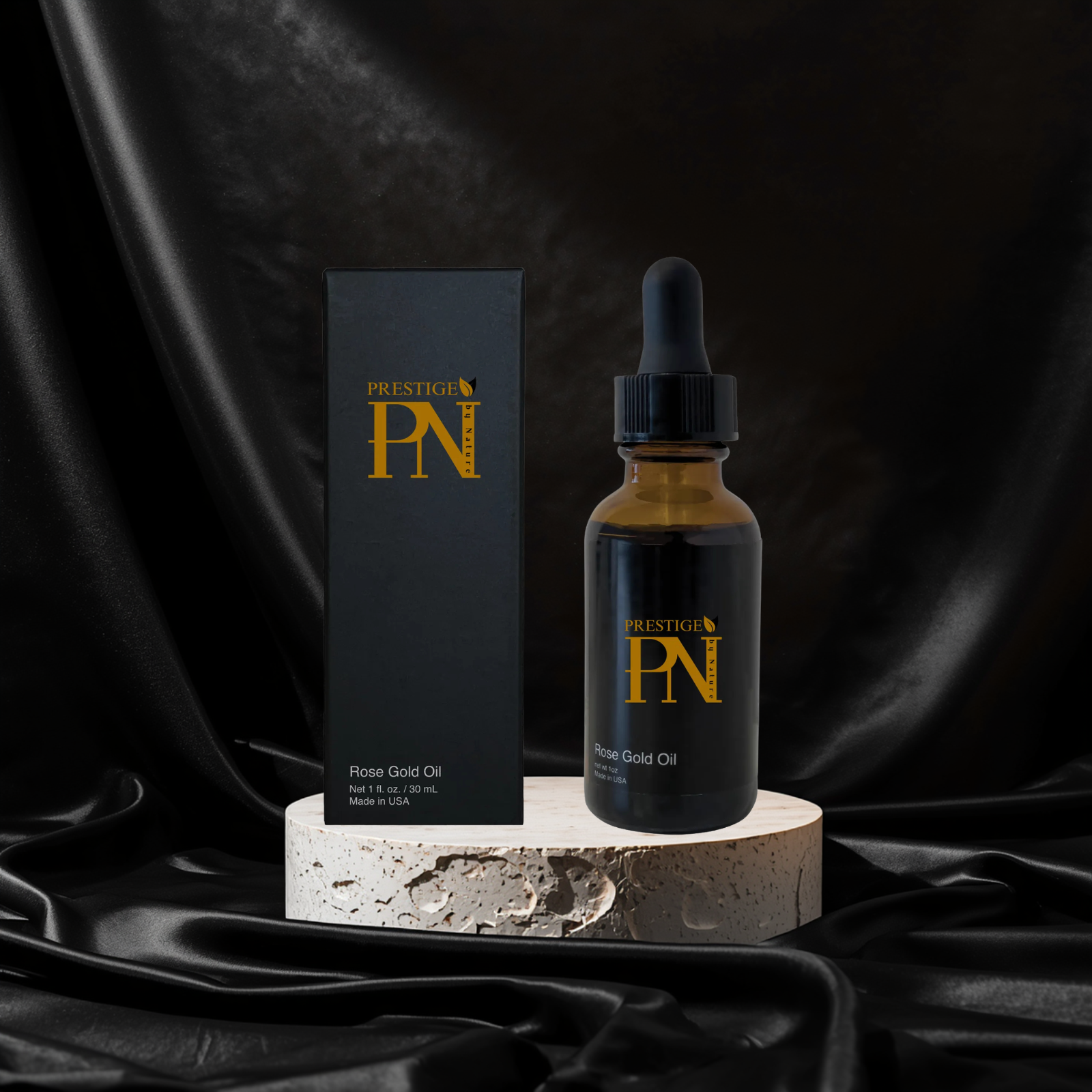 Prestige by Nature Rose Gold Renewal Oil – luxury branded product photography